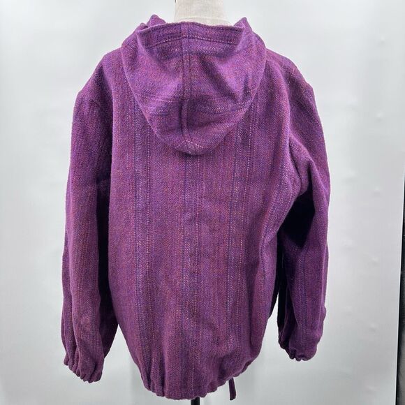 VTG Welsh Woollens by Tregwynt 100% Wool Jacket Full Zip Hooded Womens XL Purple - Picture 4 of 13